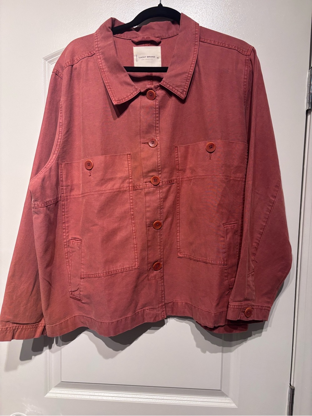 Lucky Brand Dusty Rose Button-Front Shirt Jacket